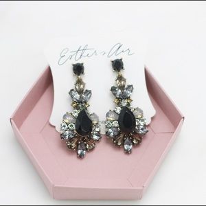 Black and gray rhinestone Statement Earrings